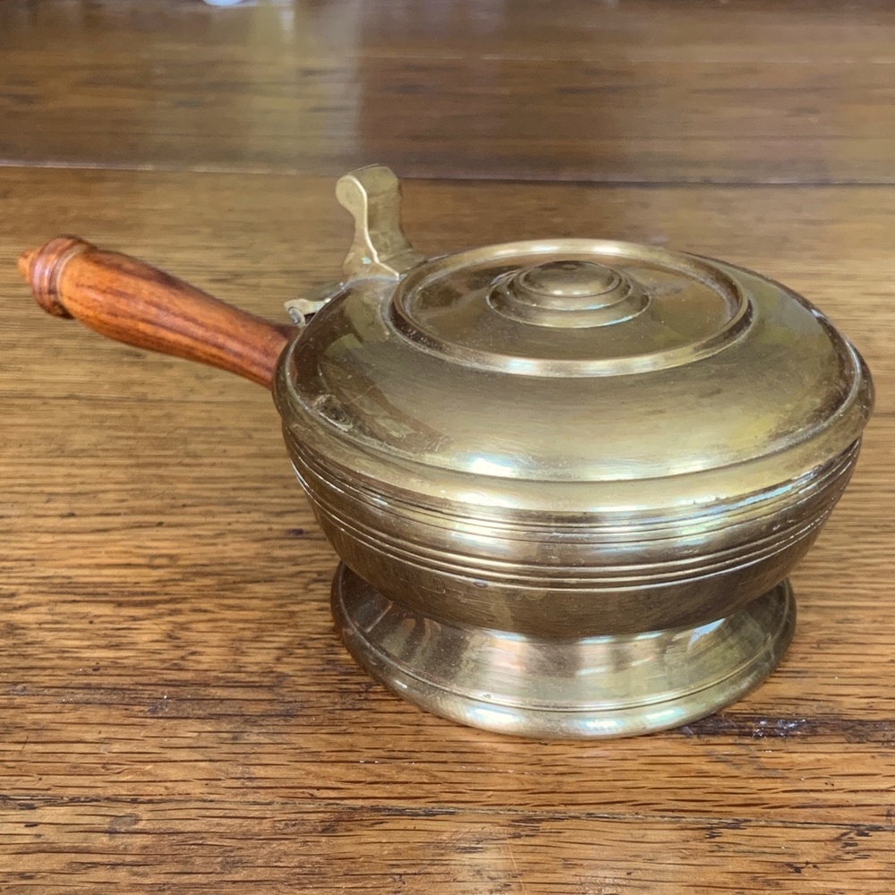 Vintage Solid Brass Silent Butler Crumb Catcher Pan with Wooden Handle